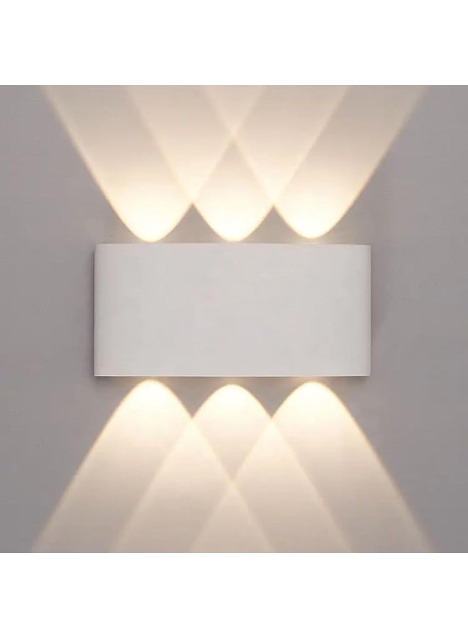 المفتاحة مصباح جداري LED مقاوم للماء - مصباح جداري عصري قابل للرفع والخفض | مصباح جداري خارجي بهيكل من الألومنيوم مزود بـ 6 مصابيح LED | مصباح جداري بسيط للجدران الخارجية والداخلية (أبيض) - Image 1